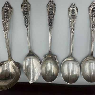 Wallace Rose Point Sterling Silver Flatware Service with Serving Pieces & Chest