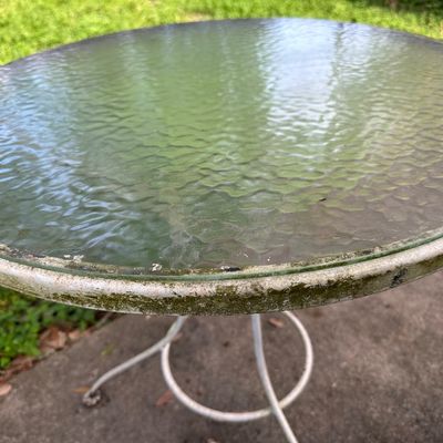 Round Glass Top Metal Patio Table