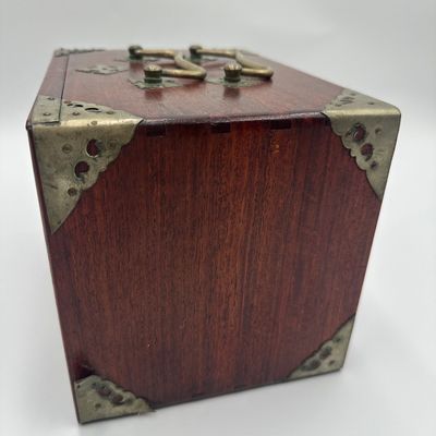 Antique Chinese Bone & Bamboo Mahjong Set in Wooden Cabinet