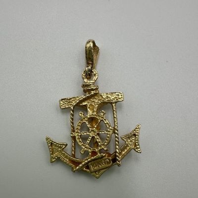 14K Gold Nautical Crucifix Anchor Pendant