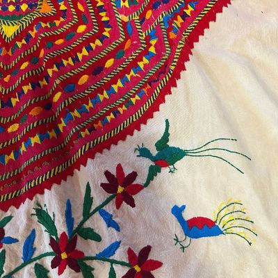 Pair of Guatemalan Maya Handwoven Huipils – Embroidered & Brocaded