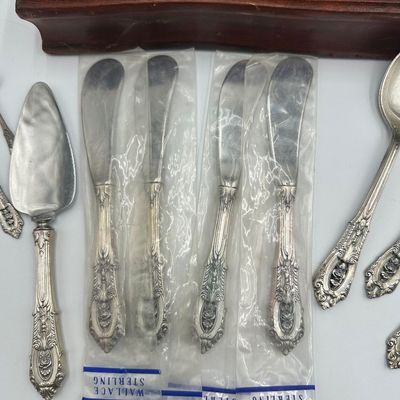 Wallace Rose Point Sterling Silver Flatware Service with Serving Pieces & Chest