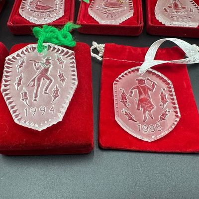 9 Waterford Crystal Twelve Days of Christmas Ornaments 1987-1995
