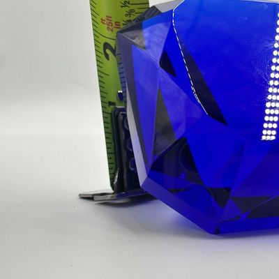 Oleg Cassini Signed Cobalt Blue Crystal Paperweights
