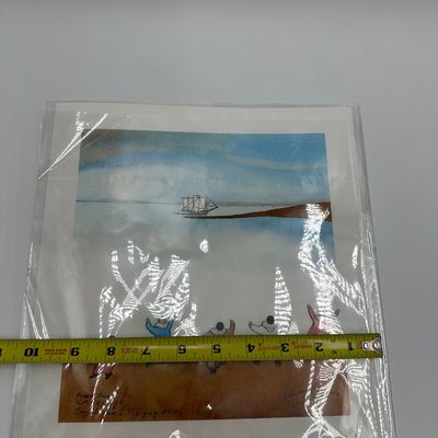 Ken Lisbourne “First Boat!” Signed Alaskan Iñupiaq Artwork – 2013