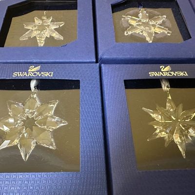 9 Swarovski Crystal Star & Snowflake Christmas Ornaments with Boxes