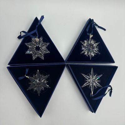 Lot of 4 Swarovski Annual Edition Crystal Snowflake Ornaments
