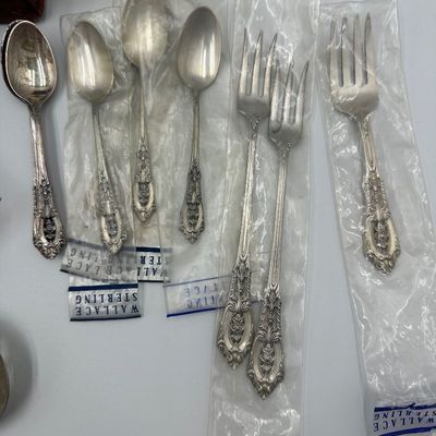 Wallace Rose Point Sterling Silver Flatware Service with Serving Pieces & Chest