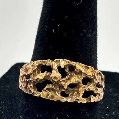 10K Gold Textured Openwork Ring