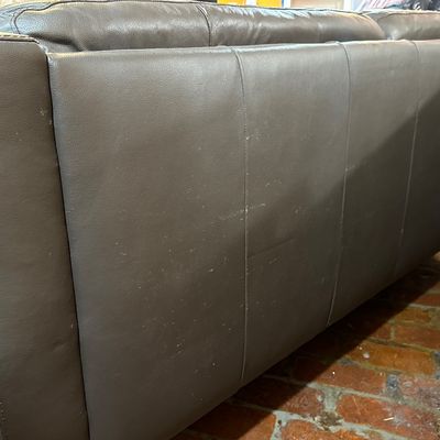 Brown Tufted Sofa with Wood Legs