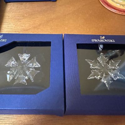 9 Swarovski Crystal Star & Snowflake Christmas Ornaments with Boxes