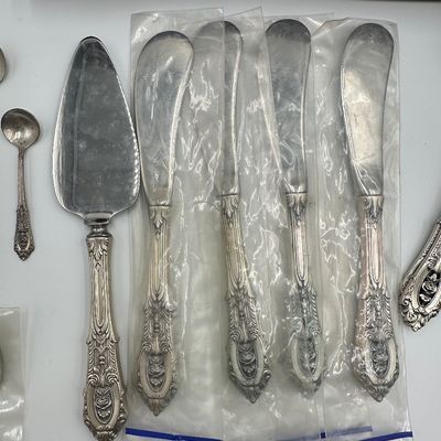 Wallace Rose Point Sterling Silver Flatware Service with Serving Pieces & Chest