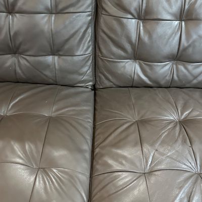 Brown Tufted Sofa with Wood Legs