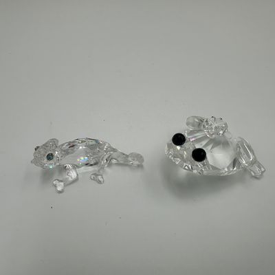Swarovski Crystal Frog Prince & Chameleon Figurines