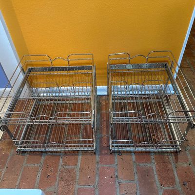 Pair of Pull-Out Wire Cabinet Organizer Drawers