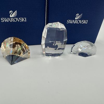Swarovski Crystal Lion, Horse & Peacock Paperweights