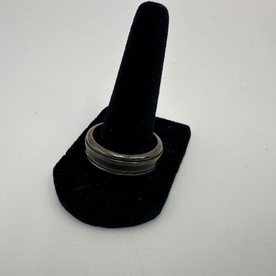 Mexico 925 Sterling Silver Band Ring with Black Inlay