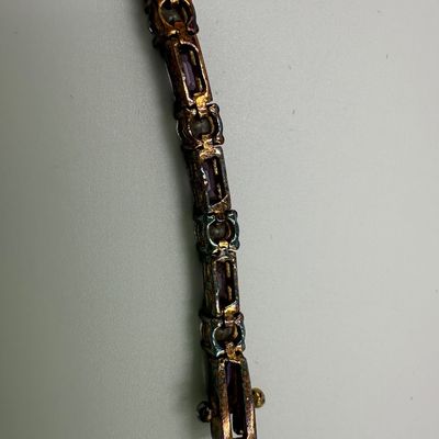 FAS 925 Sterling Silver Purple & Clear CZ Tennis Bracelet