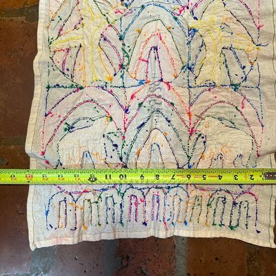 Pair of Guatemalan Hand-Embroidered Folk Art Textile Panel