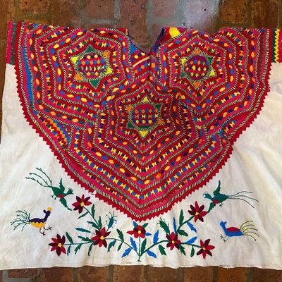 Pair of Guatemalan Maya Handwoven Huipils – Embroidered & Brocaded