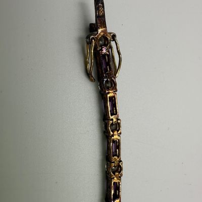 FAS 925 Sterling Silver Purple & Clear CZ Tennis Bracelet