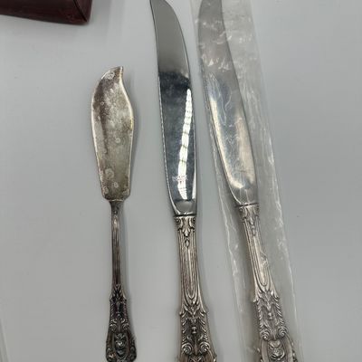 Wallace Rose Point Sterling Silver Flatware Service with Serving Pieces & Chest