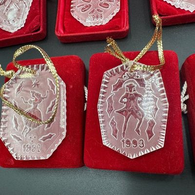 9 Waterford Crystal Twelve Days of Christmas Ornaments 1987-1995