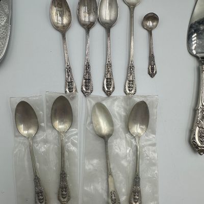 Wallace Rose Point Sterling Silver Flatware Service with Serving Pieces & Chest