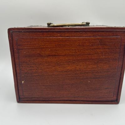 Antique Chinese Bone & Bamboo Mahjong Set in Wooden Cabinet