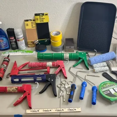 Paint Lot - Caulk Guns, Rollers, Brushes, Tray+++