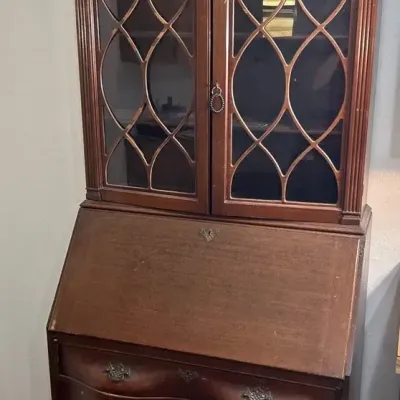 Antique Secretary Desk With Bookcase 34x19x85