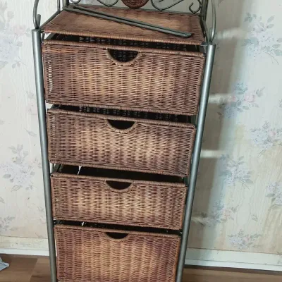 5 Drawer Metal & Basket Unit 16x12x48
