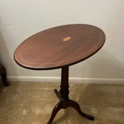 Antique Wood Federal Style Oval Tilt Top Table 24x15x27