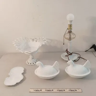 Vintage White Milk Glass - Westmoreland, Indiana Glass, Hobnail+