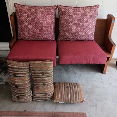 Patio Cushions - Red Are New, Striped Are Pier One Used