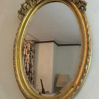 Vintage French Baroque Style Wood Gilt Wall Mirror 26x46