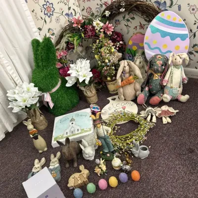 Easter Lot - Avon Egg Candles, Yard Bunny, Wreaths+++