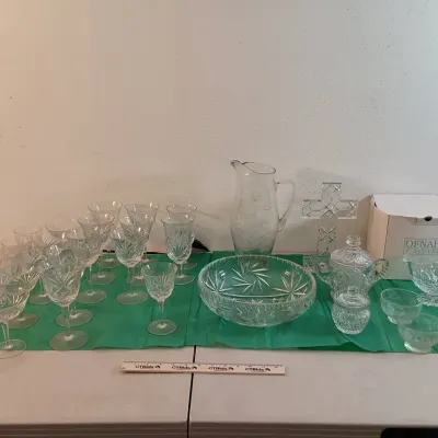 Huge Vintage Crystal Lot - Glasses Set, Bowl, Ofnah, Samobor Cross+++