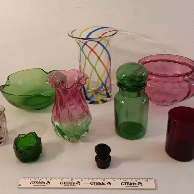Vintage Colored Glass - Anchor Hocking, Pilgrims, Apothecary Job++