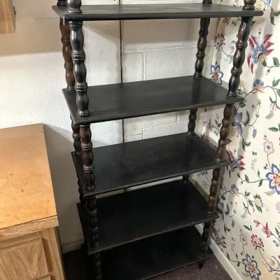 Vintage 5 Tier Wood Etagere Bookcase 27x14x58