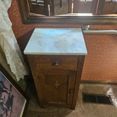 Sale Photo Thumbnail #130: Antique Marble Top Side Table