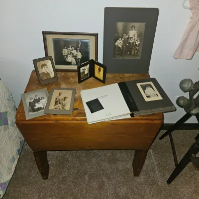 Sale Photo Thumbnail #78: Antique Photos on Antique Dough  Box