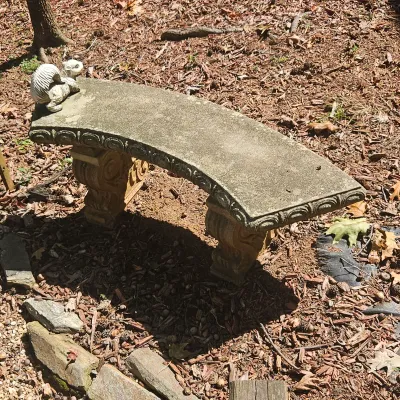 Sale Photo Thumbnail #116: Curved cast stone bench