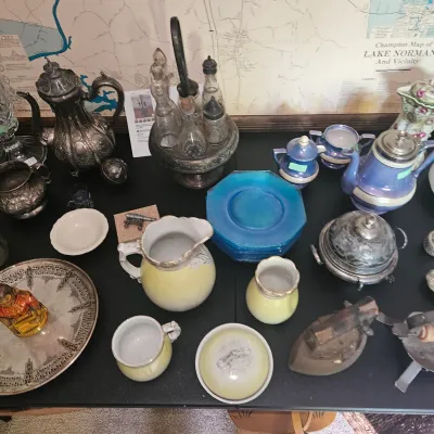 Sale Photo Thumbnail #69: Antique Octagon blue plates and various wares