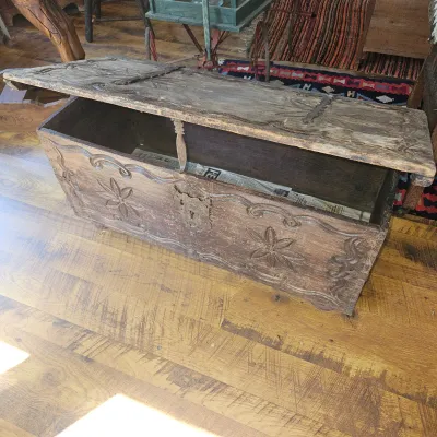 Sale Photo Thumbnail #21: Antique Wooden Coffer or Blanket Trunk