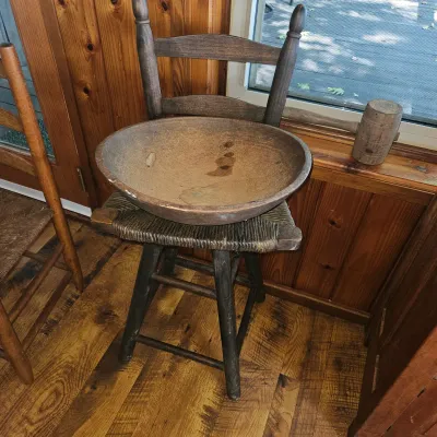 Sale Photo Thumbnail #12: Antique Wooden bowl Swivel Chair