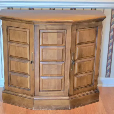 Angled Wood Console Cabinet with Paneled Doors