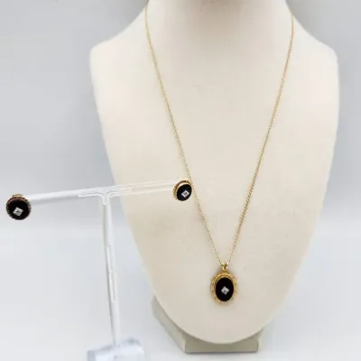 14k & 12k GF Van Dell Signed Vintage Victorian Revival Mourning Jewelry 