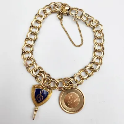 12k GF Vintage 60s Heavy Charm Bracelet By Eton