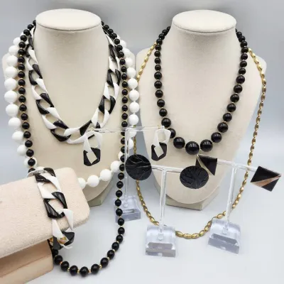 Black, White & Gold Vintage Jewelry Lot, Monet